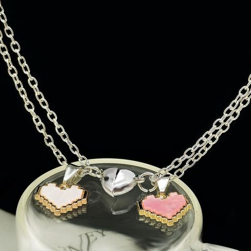 CJIAYUJEW Matching Necklaces for Couples Pink Heart Pendant Necklace Set Best Friends Matching Necklace Anniversary Valentine's Day Gift for Women Men in Saudi Arabia