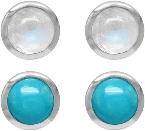 Silvershake 4mm Petite Genuine Round Shape Arizona American Turquoise 925 Sterling Silver Stud Earrings Jewelry for Women and Teens Second or Third Hole in Saudi Arabia