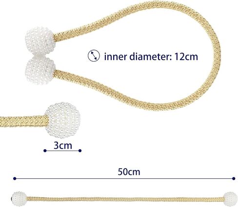 4PC Magnetic Curtain Tie Backs with Pearls, Decorative Curtain Holdbacks for Window Decor(White) in Saudi Arabia