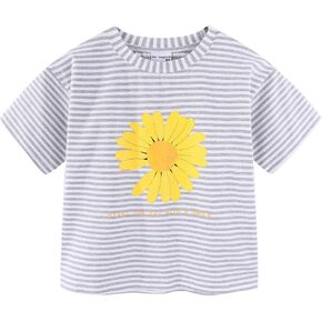 Mud Kingdom Toddler Little Girls T-Shirts Colorful Love Heart Printing Ruffle Sleeve Valentine’s Day Tees Casual Summer in Kuwait