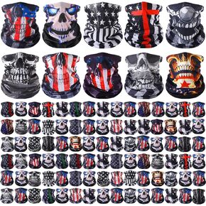 Bonuci 100 Pcs Neck Gaiter Bulk Seamless Neck Gaiter Face Coverings Skull Mask Elastic Headwear Bandana Sweat Absorbing Face Cover Polyester Bandana Mask Breathable Neck Mask UV Scarf for Women Men in Kuwait