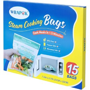 أكياس بخار الميكروويف، 30 عبوة من أكياس طبخ الخضروات بالبخار بسحاب للحوم البطاطس، 7.9 × 8.7 بوصة in Kuwait