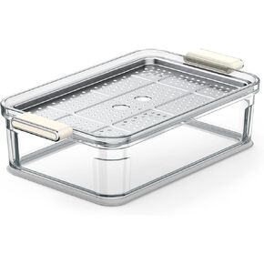 جهاز طهي الطعام بالبخار الزجاجي من AIRMSEN - جهاز طهي بالبخار النباتي سعة 8.5 كيو تي مع صواني من الفولاذ المقاوم للصدأ بطبقتين، تسخين فائق السرعة بقدرة 1200 وات للخضار والأطعمة البحرية والأرز، خالي من مادة BPA in Kuwait