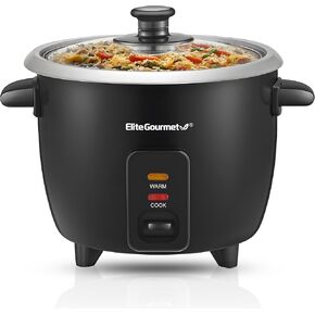 Elite Gourmet ERC003BX Electric Rice Cooker with Automatic Keep Warm Makes Soups, Stews, Grains, Hot Cereals, 6 Cups Cooked (3 Cups Uncooked), Black in Kuwait