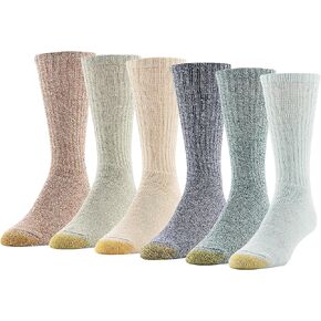 GOLDTOE Men's Harrington Crew Socks, Multipairs, Duffle Bag Assorted (6-Pairs), Large in Kuwait