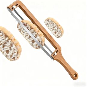 Adjustable Bread Slicer with Thickness Guide - Serrated Stainless Steel Blade, Manual Bow Cutter for Homemade Bread, Sourdough, Bagels and Baguettes, Ambidextrous & Ideal Gift for Bakers in Saudi Arabia