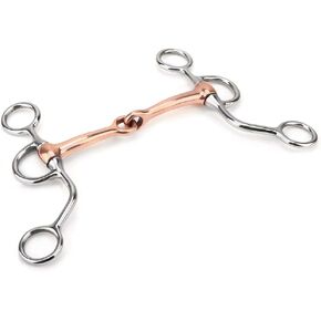 Pssopp النحاس الأحمر الفم الفولاذ المقاوم للصدأ جميع الأغراض لقمة الحصان، سهلة على الفم، رافعة مالية منخفضة إلى متوسطة، تعزز الضوء والمساعدات الاتجاهية، الأسطوانة النحاسية لركوب الخيل in Kuwait