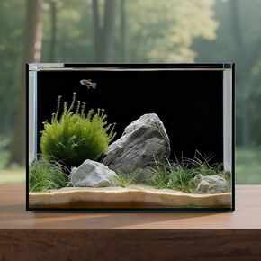 10 Gallon Glass Fish Tank, Aquarium Fish Bowl Cube for Betta Goldfish Snails Shrimp Aquatic Planting, Easy to Maintain Ultra Clear Rimless Dark Background Low Iron in Kuwait