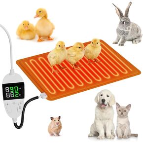 وسادات تسخين الحيوانات الأليفة للقطط، وسادات تسخين الحيوانات الصغيرة، وسادة تسخين الدجاج مع منظم حرارة رقمي ومؤقت، 11.7 × 15.7 بوصة، سلك مضاد للعض/المضغ، حصيرة مقاومة للماء للزواحف والأرانب in Kuwait