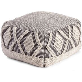 Anji Mountain 100% Handmade & Handcrafted Comfortable Home Décor Pouf Ottoman Footrest for Living Room, Bedroom, Nursery, Kidsroom, Patio Furniture - (22" x 22" x 16"- Gray,Ivory) in Saudi Arabia