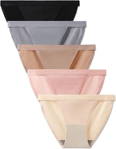 Buankoxy G-String Underwear for Women Seamless High Cut Invisible Bikini Panties Stretch Hipster Briefs 5 Pack in Kuwait