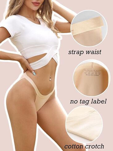 Buankoxy G-String Underwear for Women Seamless High Cut Invisible Bikini Panties Stretch Hipster Briefs 5 Pack in Kuwait