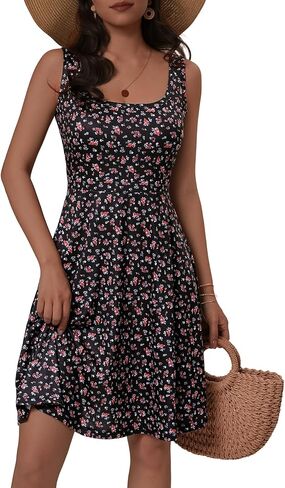 FENSACE Women's Sleeveless Floral Midi Dress Casual Tank Dress in Saudi Arabia