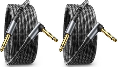 JSAUX 1/4 Guitar Cable 6.6ft, Instrument Cable Compatible with Electric Guitar, Bass, Drums, Pedals, Amplifiers, Preamps, Mixers, Tuners, Speakers, Acoustic, Straight to Right Angle Guitar Cable in Saudi Arabia