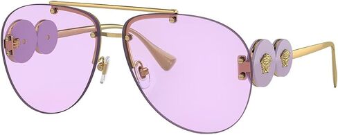 نظارة شمسية فيرساتشي بإطار ذهبي، عدسات رمادية داكنة، 63 ملم in Kuwait