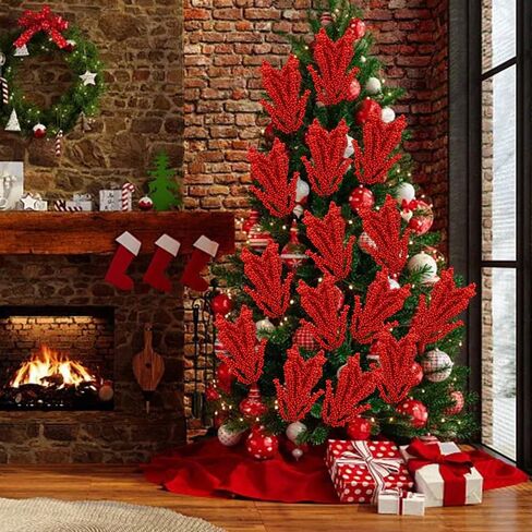 5Pcs 32 cm Multi Headed Clay Fruit Cuttings, Holly Berry Christmas Stems Artificial Long Berry Stems for Vase Holiday Home in Saudi Arabia
