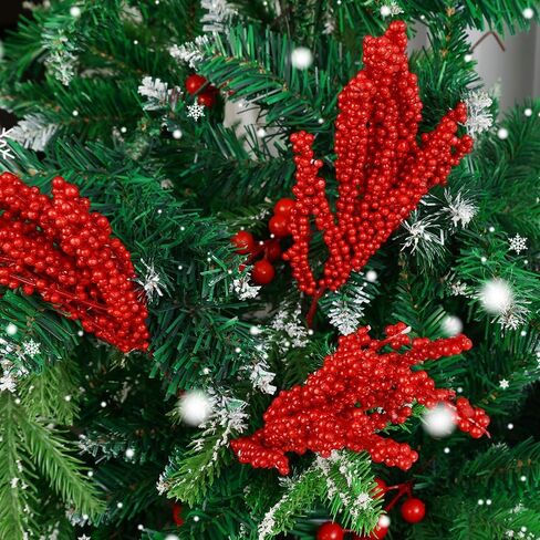 5Pcs 32 cm Multi Headed Clay Fruit Cuttings, Holly Berry Christmas Stems Artificial Long Berry Stems for Vase Holiday Home in Saudi Arabia