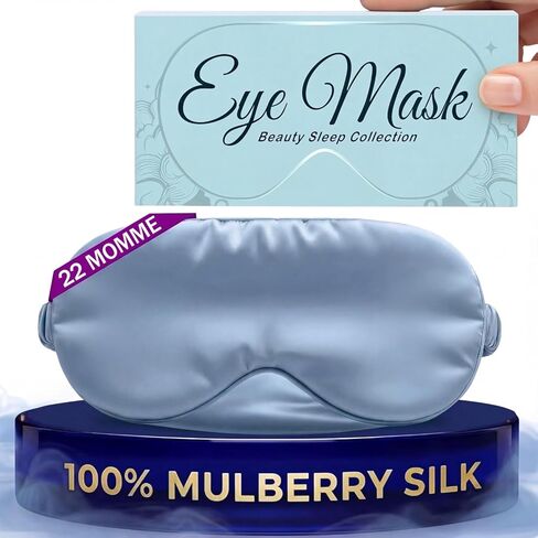 Sleep Sleashantuary ، أقنعة العين الفاخرة للنوم ، قناع نوم مريح في نهاية المطاف للنساء والرجال - حرير التوت 100 ٪ للاختطاف الكلي ، مثالي للنوم الجانبي - ملاءمة آمنة وقابلة للتعديل (3D Misty Blue) in Saudi Arabia