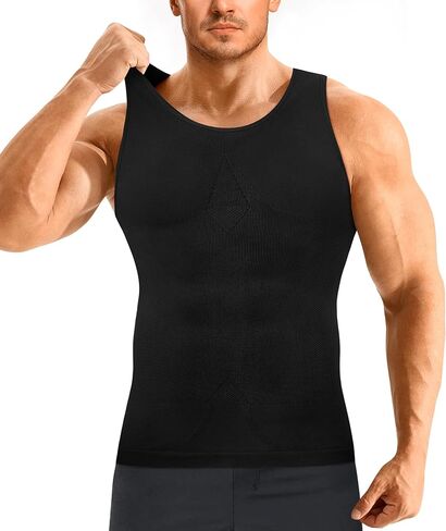 Eleady Men's Compression Shirt Undershirt Slimming Body Shaper Athletic Workout Shirts Tank Top Sport Vest with Zipper in Saudi Arabia