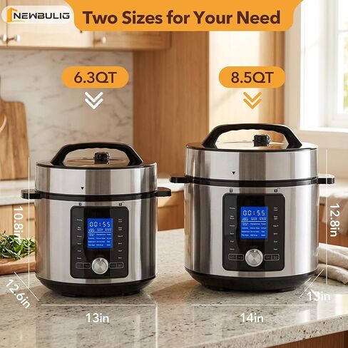 NEWBULIG 8.5 Quart Electric Pressure Cooker, Stainless Steel Multi Cooker Pressure, 24-in-1 Slow Cooker for Rice, Meat Stew, Porridge, Multigrain, Soup, Bean, Bake, Steam, Yogurt Maker in Saudi Arabia