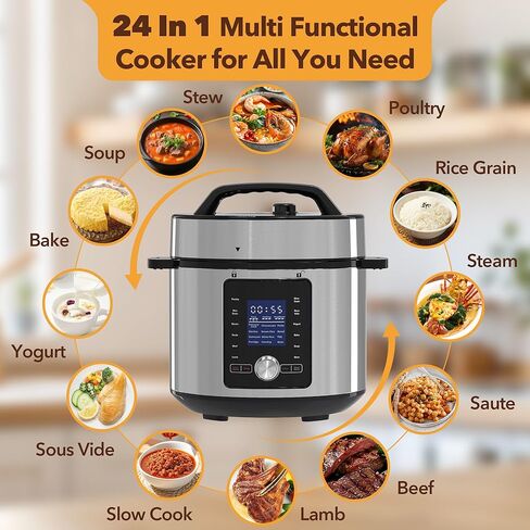 NEWBULIG 8.5 Quart Electric Pressure Cooker, Stainless Steel Multi Cooker Pressure, 24-in-1 Slow Cooker for Rice, Meat Stew, Porridge, Multigrain, Soup, Bean, Bake, Steam, Yogurt Maker in Saudi Arabia