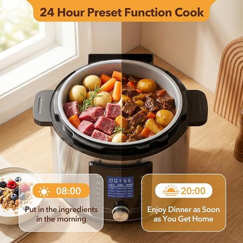 NEWBULIG 8.5 Quart Electric Pressure Cooker, Stainless Steel Multi Cooker Pressure, 24-in-1 Slow Cooker for Rice, Meat Stew, Porridge, Multigrain, Soup, Bean, Bake, Steam, Yogurt Maker in Saudi Arabia