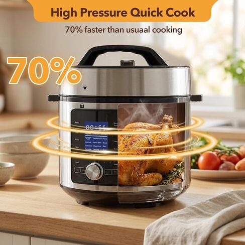 NEWBULIG 8.5 Quart Electric Pressure Cooker, Stainless Steel Multi Cooker Pressure, 24-in-1 Slow Cooker for Rice, Meat Stew, Porridge, Multigrain, Soup, Bean, Bake, Steam, Yogurt Maker in Saudi Arabia