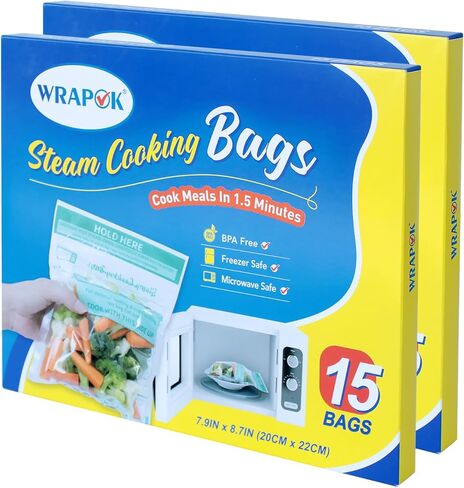 Microwave Steamer Bags 30 Pack Zip Steam Vegetable Cooking Bag for Potatoes Meat, 7.9 X 8.7 Inches in Kuwait