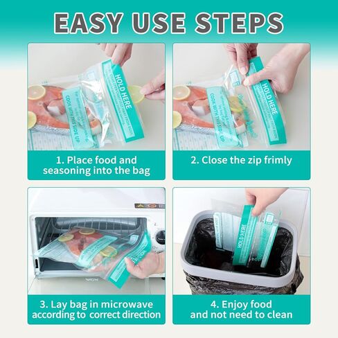 Microwave Steamer Bags 30 Pack Zip Steam Vegetable Cooking Bag for Potatoes Meat, 7.9 X 8.7 Inches in Kuwait
