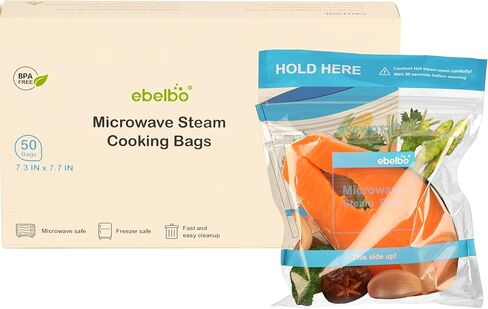 50 Count Microwave Steam Bags 7.3"x7.7" for Cooking and Steaming Regular Type Disposable Food Steamer Bags for Vegetables Potatoes Fish and Poultry in Kuwait