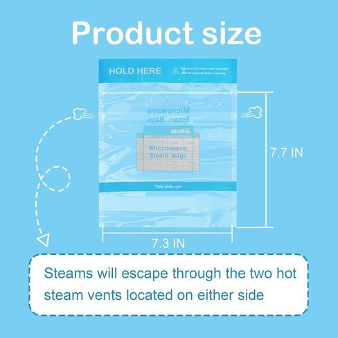 50 Count Microwave Steam Bags 7.3"x7.7" for Cooking and Steaming Regular Type Disposable Food Steamer Bags for Vegetables Potatoes Fish and Poultry in Kuwait
