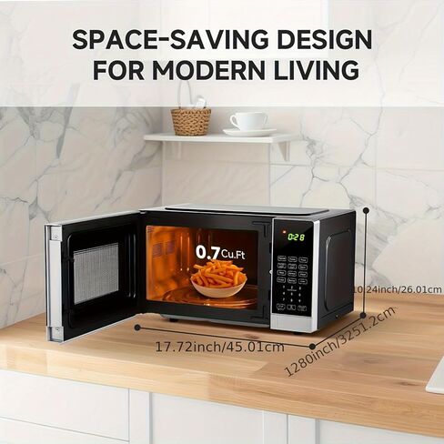 Compact Microwave Oven with 9 Auto Menus & Child Lock, LED Lighting, 0.7 Cu Ft, 700W - Easy Clean Kitchen Appliances, Quick Cooking for Family & Company Gatherings (1) in Saudi Arabia