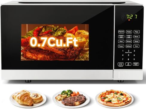 Compact Microwave Oven with 9 Auto Menus & Child Lock, LED Lighting, 0.7 Cu Ft, 700W - Easy Clean Kitchen Appliances, Quick Cooking for Family & Company Gatherings (1) in Saudi Arabia