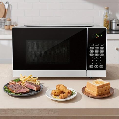 Compact Microwave Oven with 9 Auto Menus & Child Lock, LED Lighting, 0.7 Cu Ft, 700W - Easy Clean Kitchen Appliances, Quick Cooking for Family & Company Gatherings (1) in Saudi Arabia
