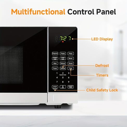 Compact Microwave Oven with 9 Auto Menus & Child Lock, LED Lighting, 0.7 Cu Ft, 700W - Easy Clean Kitchen Appliances, Quick Cooking for Family & Company Gatherings (1) in Saudi Arabia