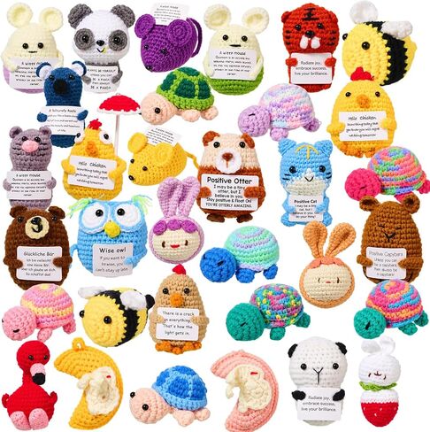 36 Pcs Positive Fruits Vegetables Crochet Emotional Dolls Bulk Support Knitted Crochet Encouragement Emotional Gifts with Positive Words for Friends Coworker Decorations for Home Office in Saudi Arabia