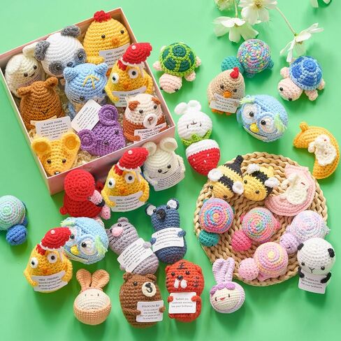 36 Pcs Positive Fruits Vegetables Crochet Emotional Dolls Bulk Support Knitted Crochet Encouragement Emotional Gifts with Positive Words for Friends Coworker Decorations for Home Office in Saudi Arabia