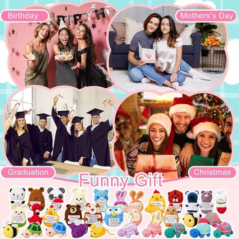 36 Pcs Positive Fruits Vegetables Crochet Emotional Dolls Bulk Support Knitted Crochet Encouragement Emotional Gifts with Positive Words for Friends Coworker Decorations for Home Office in Saudi Arabia