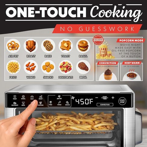 Gourmia Toaster Oven Digital Air Fryer - Convection Mode with 4 Slice Capacity, 3 Rack Positions, 12 Presets, Toast, Bagel, Bake, Roast, Broil, Dehydrate, Popcorn, Fits 9" Pizza, Stainless Steel in Saudi Arabia