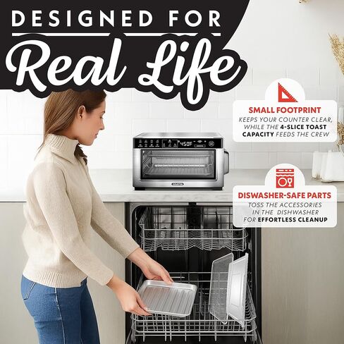 Gourmia Toaster Oven Digital Air Fryer - Convection Mode with 4 Slice Capacity, 3 Rack Positions, 12 Presets, Toast, Bagel, Bake, Roast, Broil, Dehydrate, Popcorn, Fits 9" Pizza, Stainless Steel in Saudi Arabia