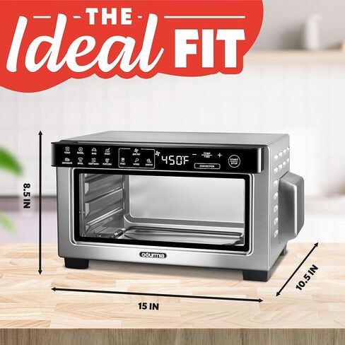 Gourmia Toaster Oven Digital Air Fryer - Convection Mode with 4 Slice Capacity, 3 Rack Positions, 12 Presets, Toast, Bagel, Bake, Roast, Broil, Dehydrate, Popcorn, Fits 9" Pizza, Stainless Steel in Saudi Arabia