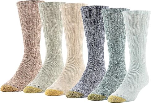 GOLDTOE Men's Harrington Crew Socks, Multipairs, Duffle Bag Assorted (6-Pairs), Large in Kuwait