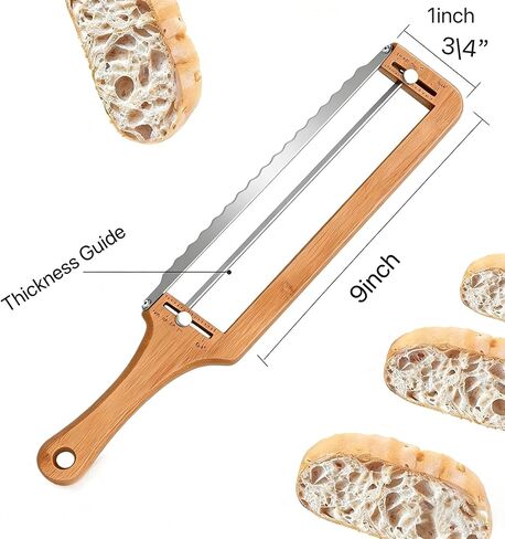 Adjustable Bread Slicer with Thickness Guide - Serrated Stainless Steel Blade, Manual Bow Cutter for Homemade Bread, Sourdough, Bagels and Baguettes, Ambidextrous & Ideal Gift for Bakers in Saudi Arabia