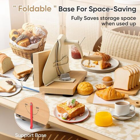 Upgrade Manual Bread Slicer for Homemade Sourdough - Adjustable Thickness & Evenly Slice, Bread Slicer with Scale Lines, Hand Crank, Suction Cups and Bread Guide for Sandwiches, Toast, Bagel, Baguette in Kuwait