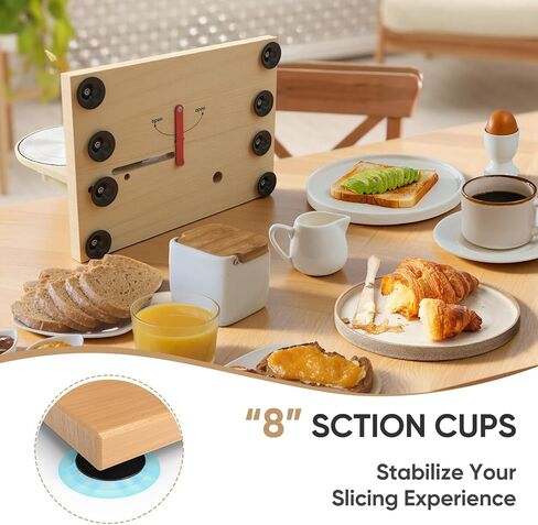 Upgrade Manual Bread Slicer for Homemade Sourdough - Adjustable Thickness & Evenly Slice, Bread Slicer with Scale Lines, Hand Crank, Suction Cups and Bread Guide for Sandwiches, Toast, Bagel, Baguette in Kuwait
