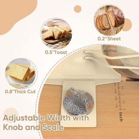 Upgrade Manual Bread Slicer for Homemade Sourdough - Adjustable Thickness & Evenly Slice, Bread Slicer with Scale Lines, Hand Crank, Suction Cups and Bread Guide for Sandwiches, Toast, Bagel, Baguette in Kuwait