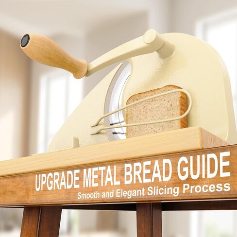 Upgrade Manual Bread Slicer for Homemade Sourdough Bread, Adjustable Thickness with Stainless Steel Serrated Blade, Even Slicing Guide, Non-Slip Suction Cups – Ideal for Home Kitchens and Bakeries in Saudi Arabia