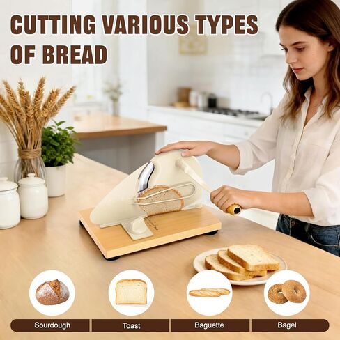 Upgrade Manual Bread Slicer for Homemade Sourdough Bread, Adjustable Thickness with Stainless Steel Serrated Blade, Even Slicing Guide, Non-Slip Suction Cups – Ideal for Home Kitchens and Bakeries in Saudi Arabia