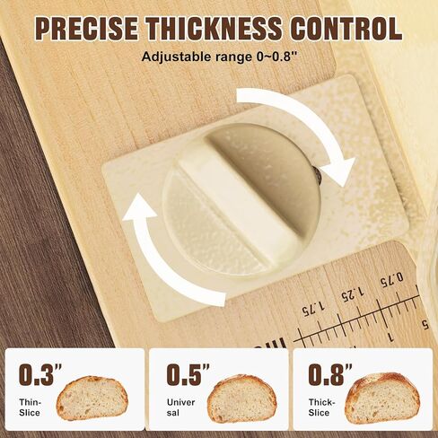 Upgrade Manual Bread Slicer for Homemade Sourdough Bread, Adjustable Thickness with Stainless Steel Serrated Blade, Even Slicing Guide, Non-Slip Suction Cups – Ideal for Home Kitchens and Bakeries in Saudi Arabia