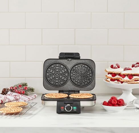 Cuisinart Pizzelle Press, WM-PZ10, Bakes Two 4-Inch Italian Waffle Cookies, 5 Browning Settings, Nonstick Plates, Stainless Steel, Silver in Saudi Arabia